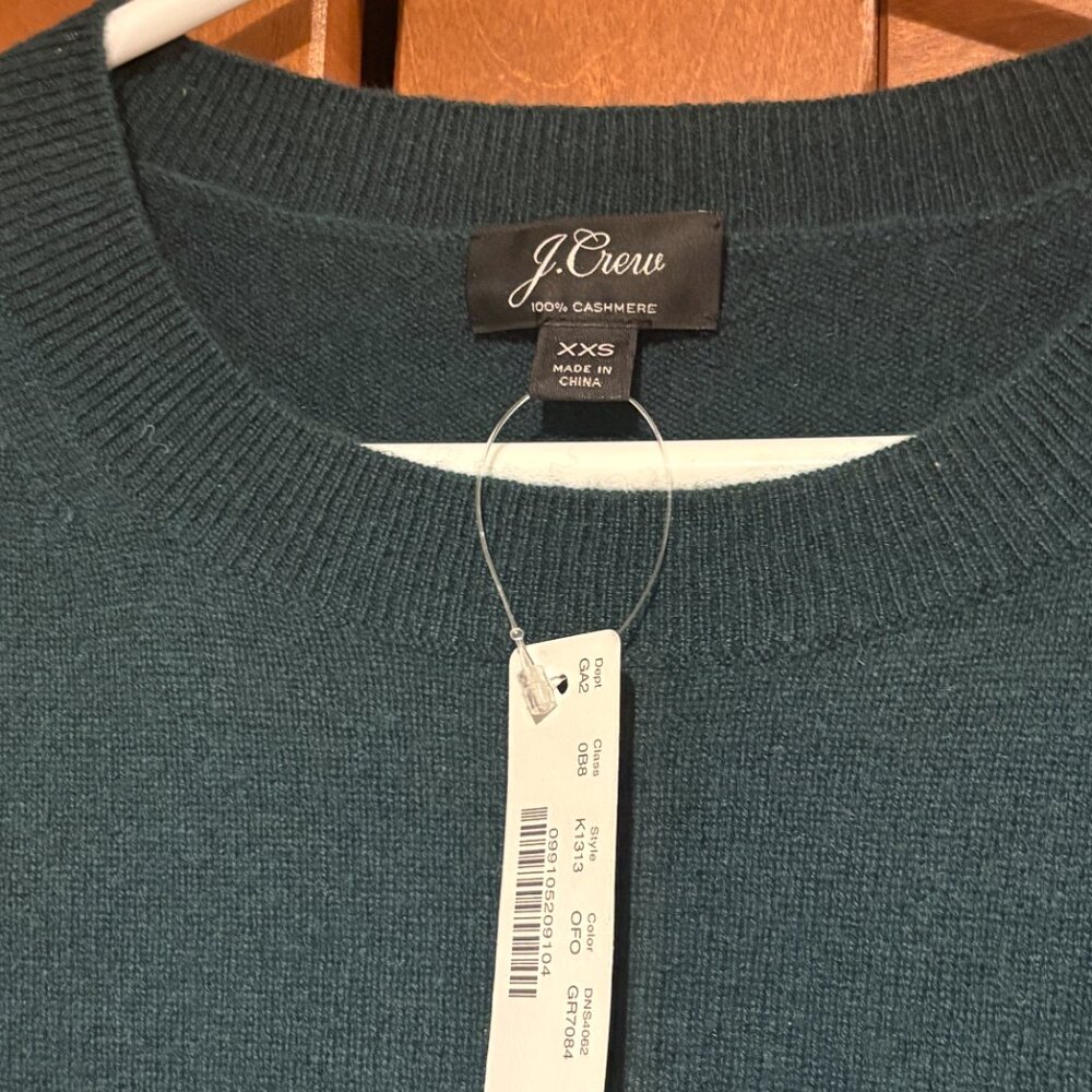 J Crew Cashmere Sz XXS Crew-neck Green OFO Pullover Sweater $108
